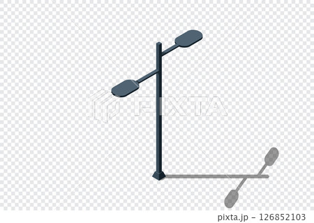 Isometric of light lamp pillar. Isometric street light. Isometric icon of a park light. Light pillar icon. Isometric outdoor lighting 126852103