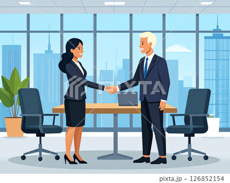 ビジネスシーン　握手　笑顔 126852154
