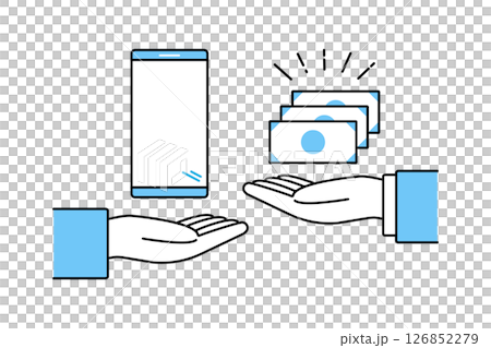 Illustration depicting the purchase of a smartphone Illustration depicting the purchase of a smartphone 126852279