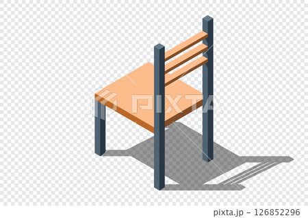 Isometric chair. Wooden chair. Chair icon in isometric style. Isometric furniture. Vector illustration 126852296