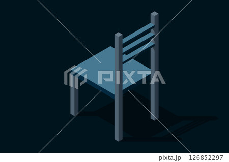 Isometric chair. Wooden chair. Chair icon in isometric style. Isometric furniture. Vector illustration 126852297