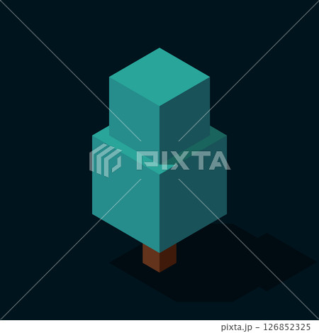 Isometric vector tree at night. Tree isometric elements. Isometric tree element for landscape design. Park element Isometric vector tree at night. Tree isometric elements. Isometric tree element for landscape design. Park element 126852325