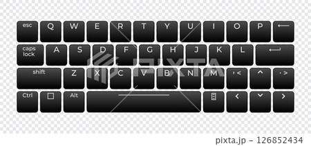 Computer keyboard button layout template with letters for graphic use. Modern computer keyboard. Vector illustration 126852434
