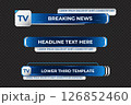 Futuristic design lower third banner. Broadcast news lower third banner template design. Lower third bar template for breaking news. Video headline title 126852460