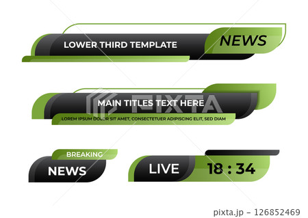 Lower third banner. Lower third bar template for breaking news, television, video and media channels. Interface template 126852469