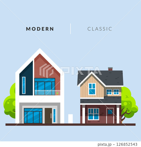 Comparison Between Modern and Classic Houses 126852543