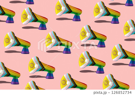 LGBTIQ megaphones forming a pattern, generative AI 126852734