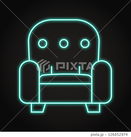 Upholstered furniture neon line icon 126852974