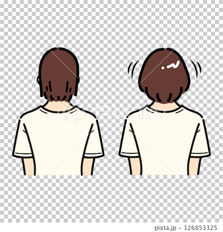 手書き_短髪の後ろ姿_ベクター素材_セット_02 手書き_短髪の後ろ姿_ベクター素材_セット_02 126853325