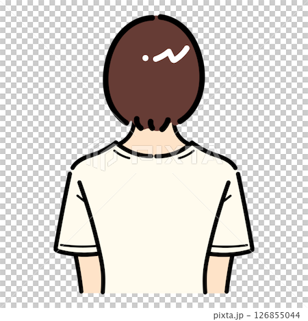 手寫_短髮背面視圖_向量_01 126855044