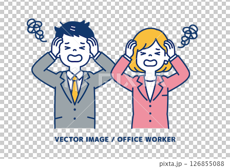 困惑和恐慌的商人的簡單向量插圖素材_男人和女人套裝 困惑和恐慌的商人的簡單向量插圖素材_男人和女人套裝 126855088