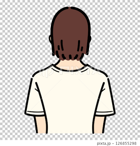 手寫_短髮後視圖_向量_04 126855298