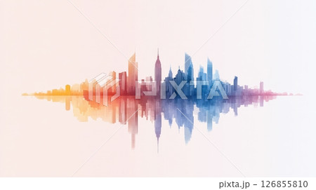 Colorful Cityscape Reflection in Abstract Digital Artwork 126855810