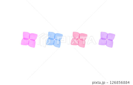 色とりどりの4つのアジサイ 126856884