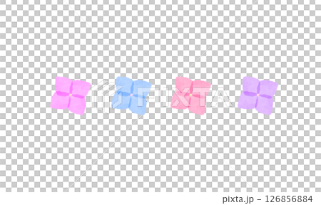 色とりどりの4つのアジサイ 126856884