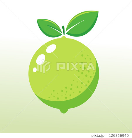 Minimalist lime design with smooth gradients and shadow beneath the fruit, ideal for digital food themes with clear layout. 126856940