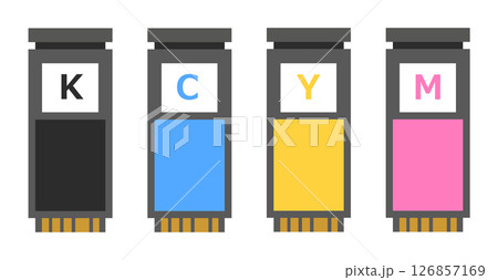 プリンターやカラー印刷機に使用するインクカートリッジのイラスト プリンターやカラー印刷機に使用するインクカートリッジのイラスト 126857169