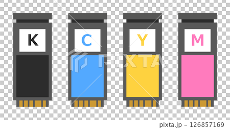 プリンターやカラー印刷機に使用するインクカートリッジのイラスト プリンターやカラー印刷機に使用するインクカートリッジのイラスト 126857169