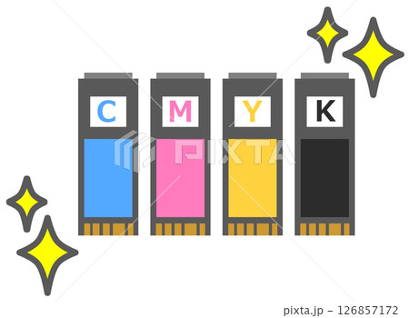 プリンターやカラー印刷機に使用するインクカートリッジのイラスト プリンターやカラー印刷機に使用するインクカートリッジのイラスト 126857172