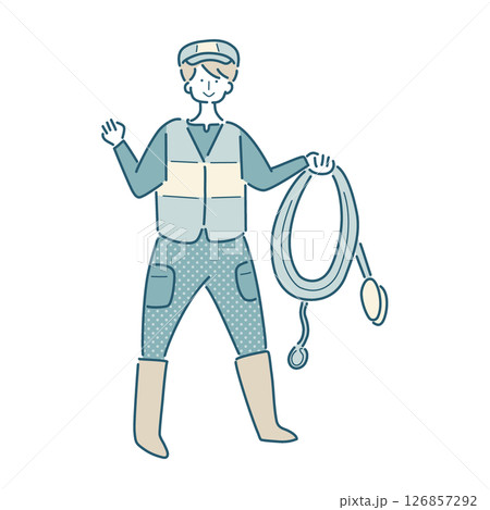 狩りをする人のシンプルな線画のベクターイラスト 126857292