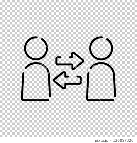 Icon illustration of two people with an arrow between them 126857326