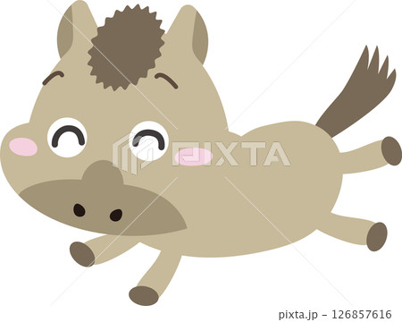 元気に走るかわいい馬のイラスト｜午年・年賀状素材に 126857616