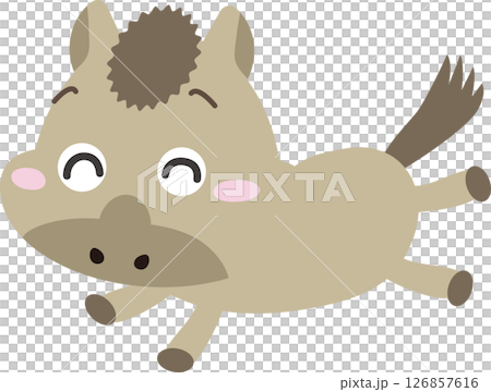 元気に走るかわいい馬のイラスト｜午年・年賀状素材に 126857616