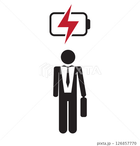 business man with empty battery pictogram isolated vector illustration business man with empty battery pictogram isolated vector illustration 126857770