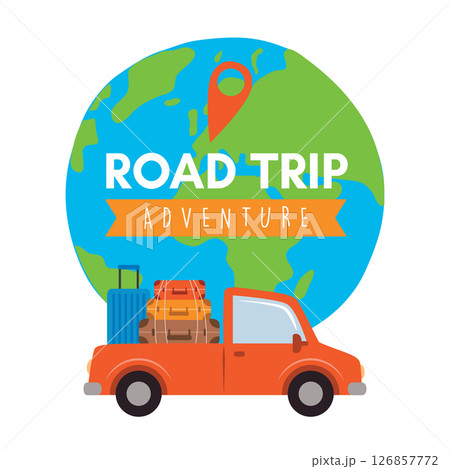 road trip adventure car drive around the world vector illustration road trip adventure car drive around the world vector illustration 126857772