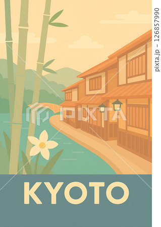 都市イラストイメージ京都 126857990