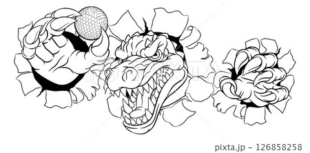Crocodile Dinosaur Alligator Golf Sports Mascot Crocodile Dinosaur Alligator Golf Sports Mascot 126858258