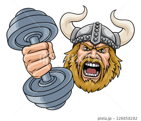 Viking Weight Lifting Gym Mascot Viking Weight Lifting Gym Mascot 126858282