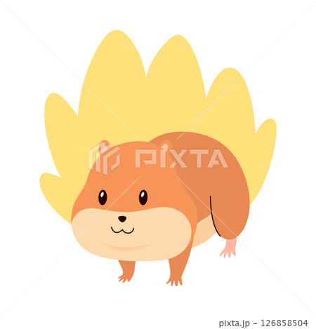 Cartoon hamster. Fluffy domestic pet, funny rodent. Happy home rodent animal. Vector illustration isolated on white background Cartoon hamster. Fluffy domestic pet, funny rodent. Happy home rodent animal. Vector illustration isolated on white background 126858504