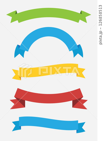 Different retro ribbons set. Icons collection on white background. Curved textile symbols. Flat vector isolated banners 126858513