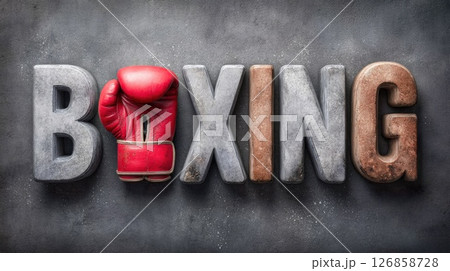 Boxing Word with Red Glove - Sports Concept 126858728
