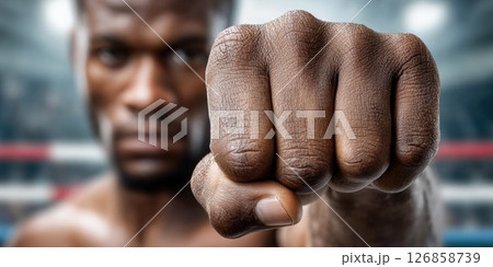 Boxer Showing Fist in Ring Boxer Showing Fist in Ring 126858739