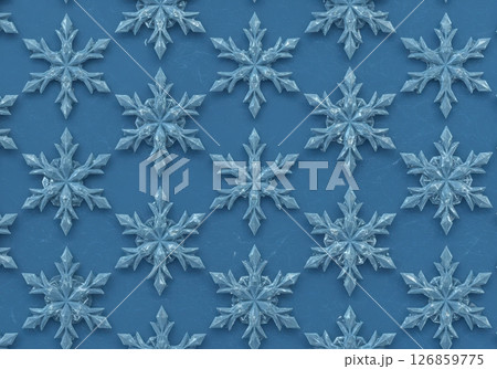 Seamless winter pattern background of elegant frosted snowflakes in cool blue tones 126859775