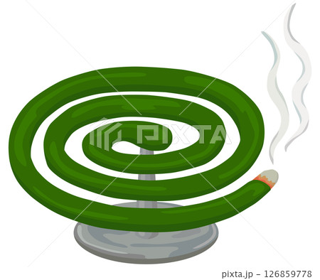 火のついた蚊取線香のイラスト ベクター素材 126859778