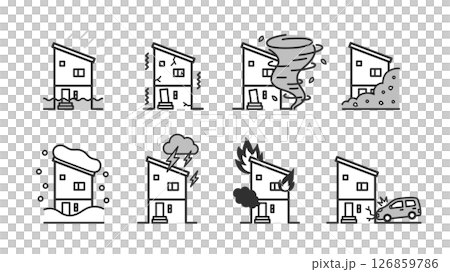 災害損壞房屋插圖集 126859786