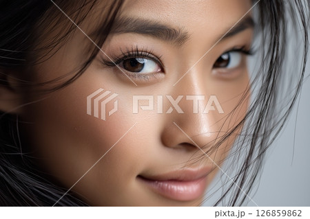 Close-up portrait of an Asian woman with natural beauty and flawless skin Close-up portrait of an Asian woman with natural beauty and flawless skin 126859862