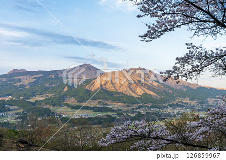 阿蘇山を背景にパノラマ風景　「観音桜公園芝生広場（展望所）から観える絶景」(阿蘇郡南阿蘇村) 126859967