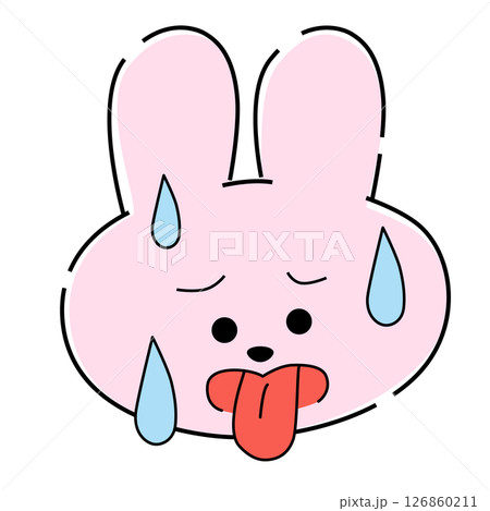 暑くて汗をかくピンクのうさぎイラスト39 126860211