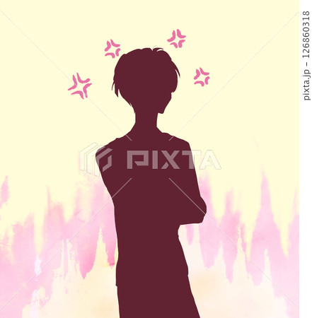 怒っている男性　炎　影絵 126860318