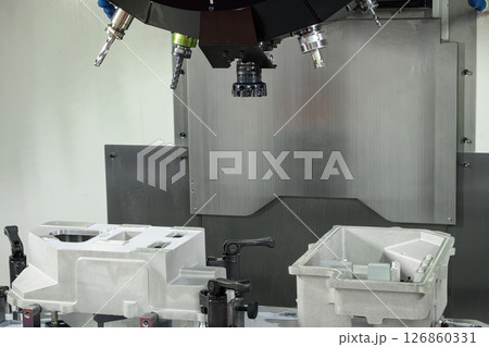 The automatic tool change ,ATC operation concept on the CNC milling machine. The automatic tool change ,ATC operation concept on the CNC milling machine. 126860331