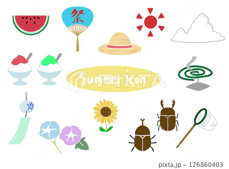 夏の風物詩　サマー　アイコン　夏の素材集 126860403