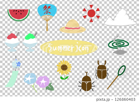 Summer icons, Summer elements 126860403