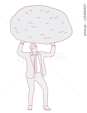 Businessman Facing Difficulty While Trying to Carry a Heavy and Challenging Burden 126860407