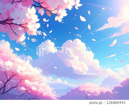 薄ピンク色の花弁が舞う背景イラスト 薄ピンク色の花弁が舞う背景イラスト 126860441