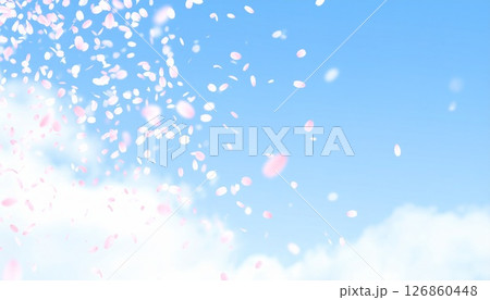 薄ピンク色の花弁が舞う背景イラスト 126860448