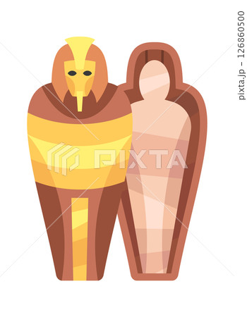 Sarcophagus ancient Egyptian artifact cartoon 126860500